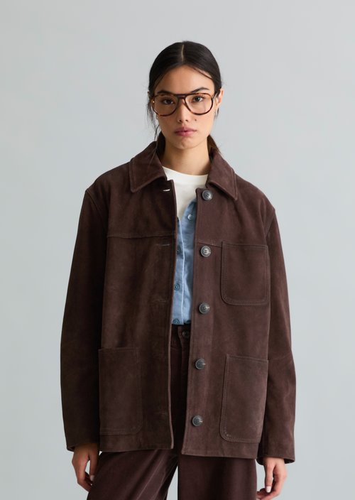 Barn-Style Leather Jacket, Regular Fit — Espresso Brown