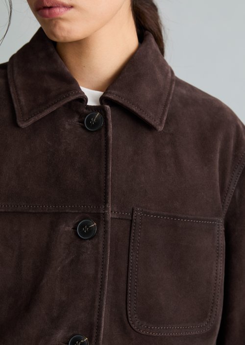 Barn-Style Leather Jacket, Regular Fit — Espresso Brown