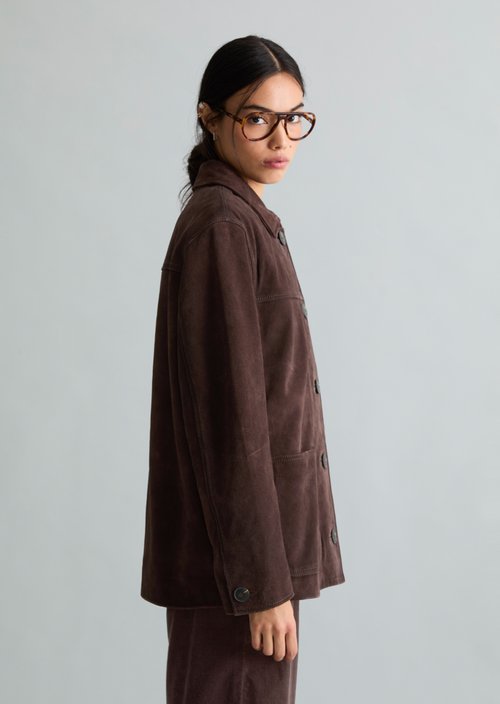 Barn-Style Leather Jacket, Regular Fit — Espresso Brown