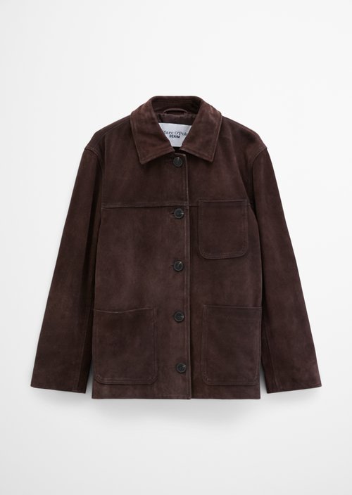 Barn-Style Leather Jacket, Regular Fit — Espresso Brown