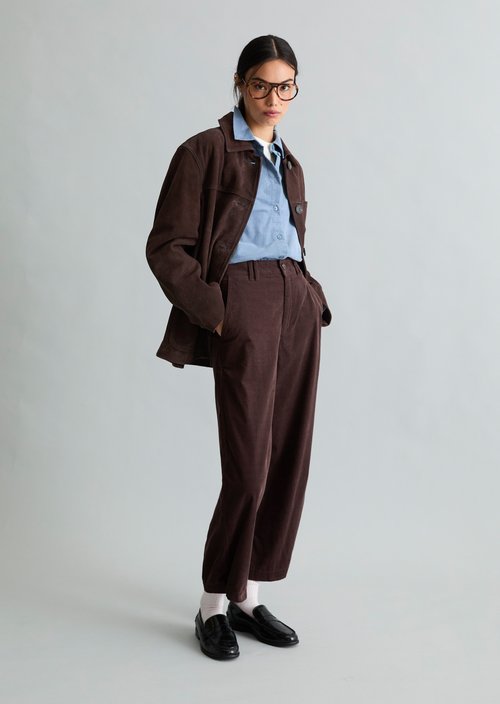 Barn-Style Leather Jacket, Regular Fit — Espresso Brown