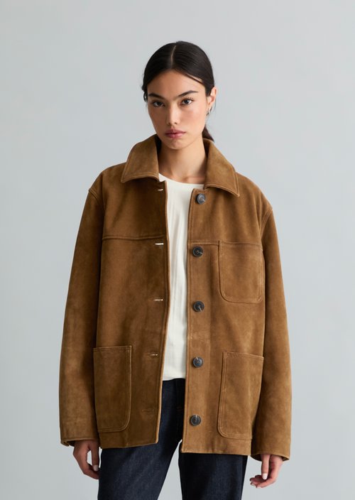 Barn-Style Leather Jacket, Regular Fit — True Brown