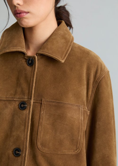 Barn-Style Leather Jacket, Regular Fit — True Brown