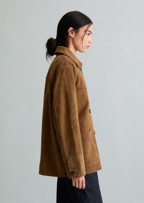 Barn-Style Leather Jacket, Regular Fit — True Brown