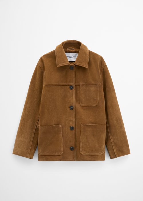 Barn-Style Leather Jacket, Regular Fit — True Brown