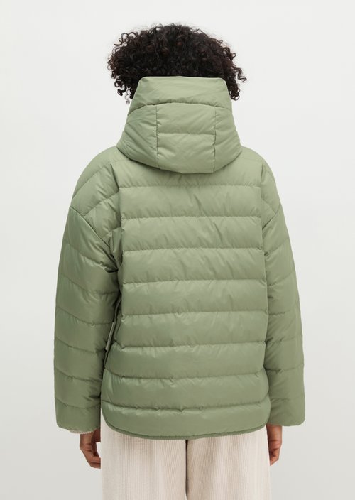 Down quilted jacket with hood relaxed — Smooth Sage