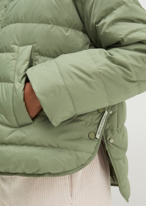 Down quilted jacket with hood relaxed — Smooth Sage