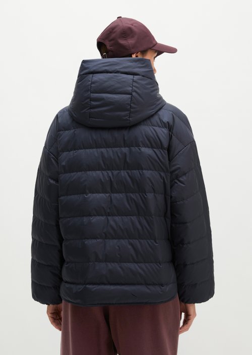 Down quilted jacket with hood relaxed — Martime Blue