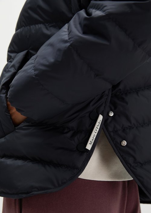 Down quilted jacket with hood relaxed — Martime Blue