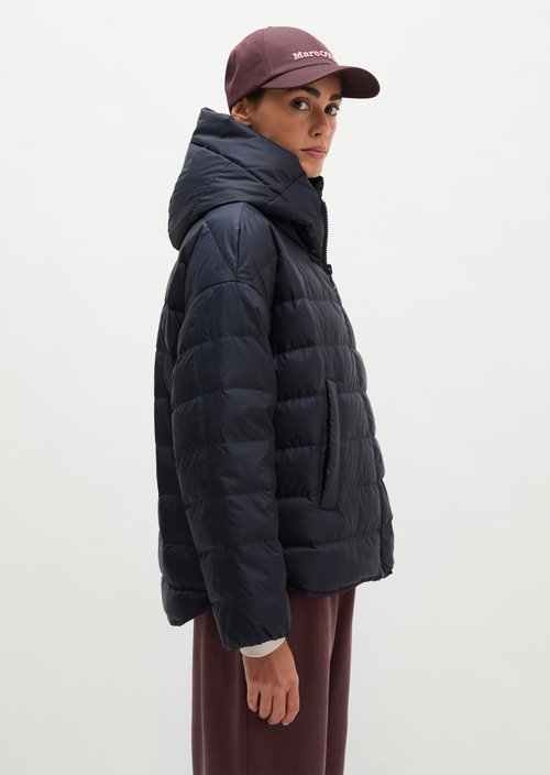 Down quilted jacket with hood relaxed — Martime Blue