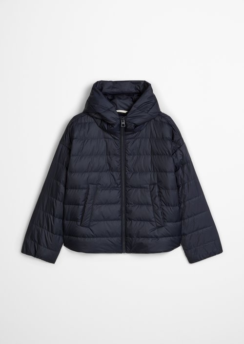 Down quilted jacket with hood relaxed — Martime Blue