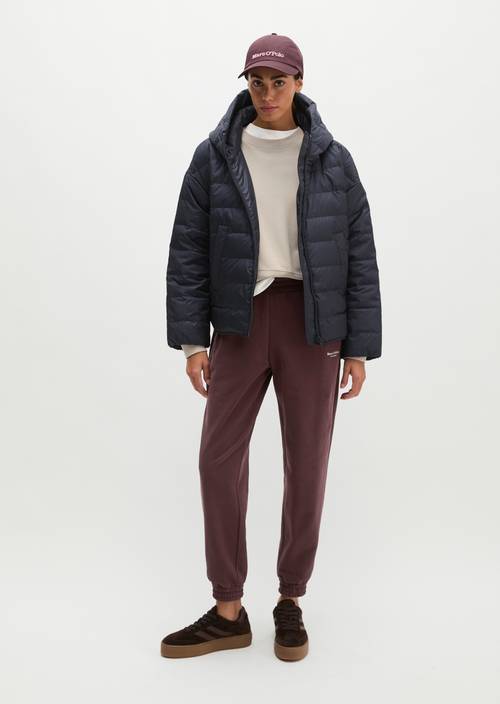 Daunen-Steppjacke mit Kapuze relaxed Maritime Blue in Frontalansicht