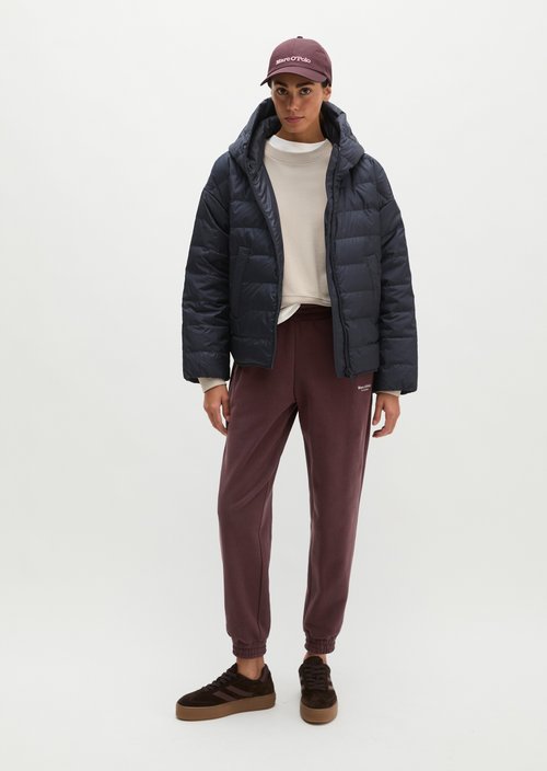 Down quilted jacket with hood relaxed — Martime Blue