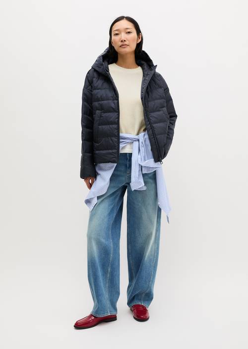 Daunen-Steppjacke mit Kapuze relaxed Manic Midnight in Frontalansicht