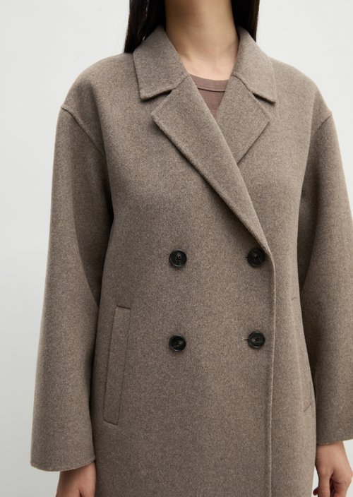 Wool coat relaxed — Stone Taupe Melange