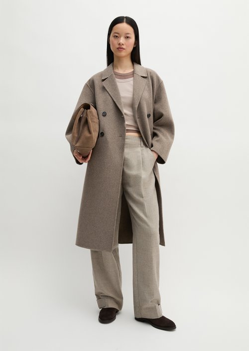 Wool coat relaxed — Stone Taupe Melange
