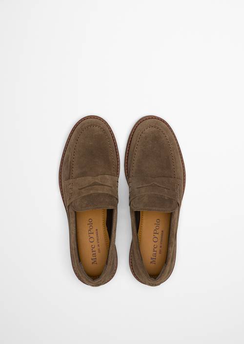 Penny-Loafer Model Linus Dark Taupe in Ansicht von oben