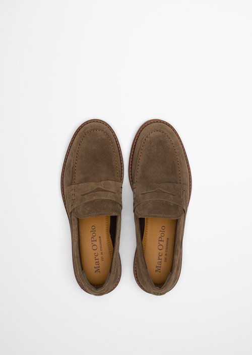 Linus Penny Loafer — Dark Taupe