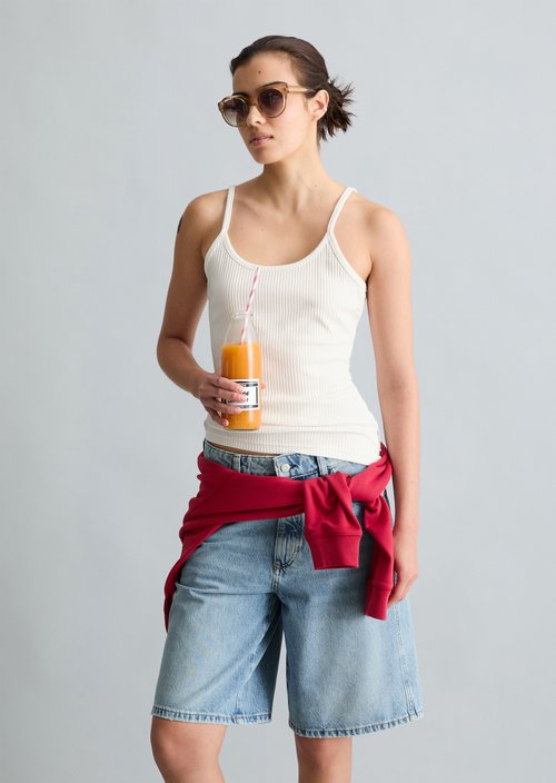 Spaghetti strap top slim — Silky White