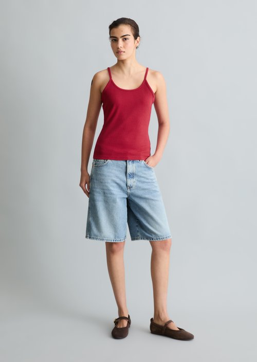 Spaghetti strap top slim — Vivid Cherry