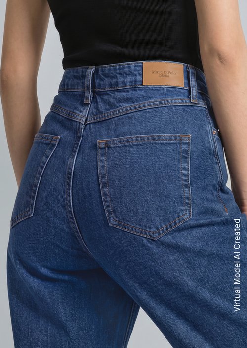Stine Barrel Cropped Jeans — Dark Blue