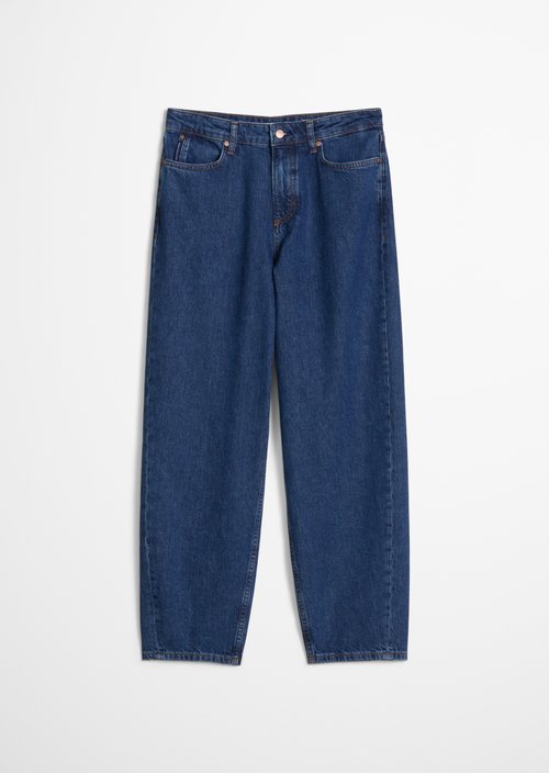 Stine Barrel Cropped Jeans — Dark Blue