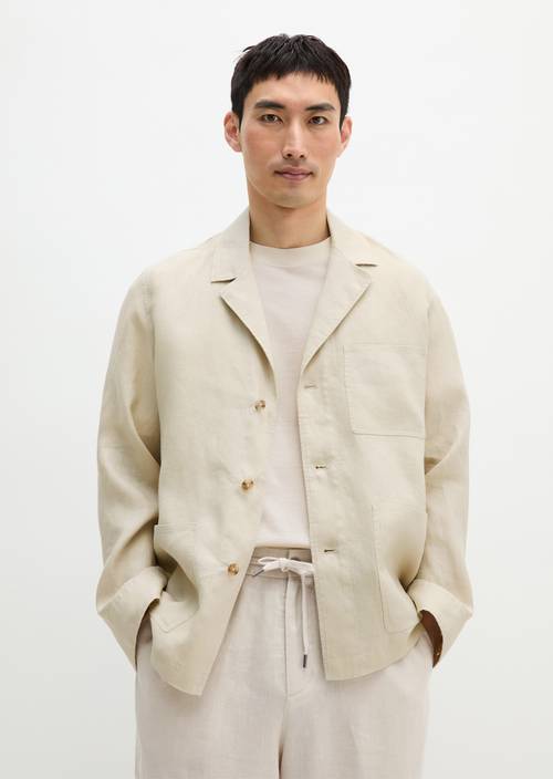 Overshirt in jacket style Grey Silk in front view