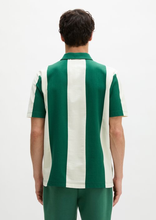 MOP Club '67 Football Tricot Polo, Heavy Jersey, Striped — Dark Green