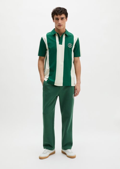MOP Club '67 Football Tricot Polo, Heavy Jersey, Striped — Dark Green