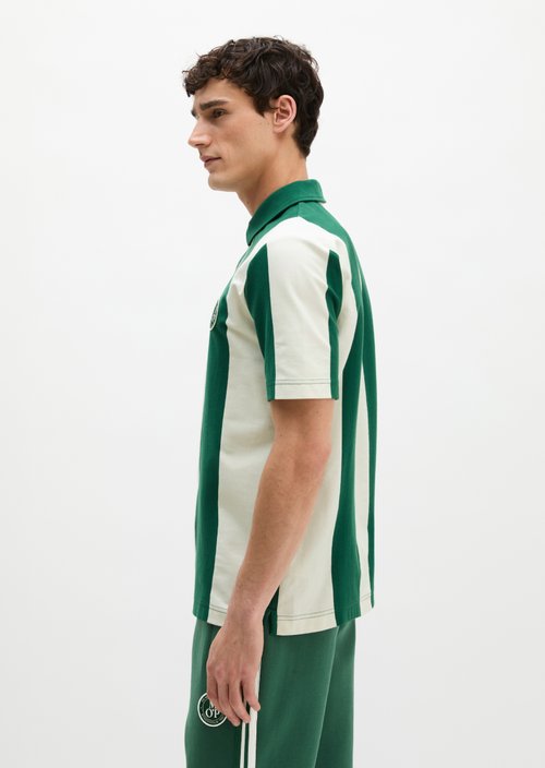 MOP Club '67 Football Tricot Polo, Heavy Jersey, Striped — Dark Green