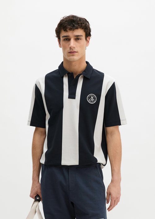 MOP Club '67 Football Tricot Polo, Heavy Jersey, Striped — Dark Blue