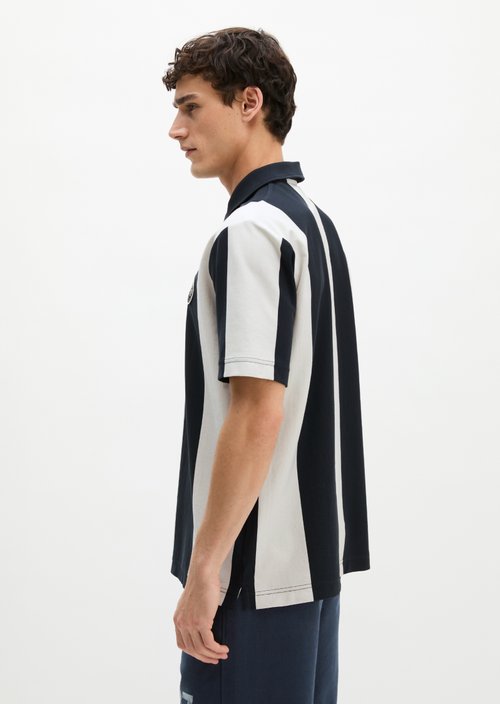 MOP Club '67 Football Tricot Polo, Heavy Jersey, Striped — Dark Blue