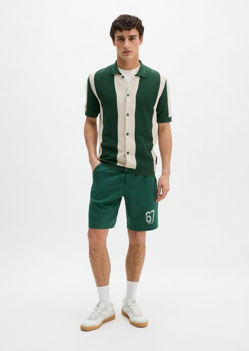 MOP Club '67 Knitted Shirt, Striped — Ivy Green