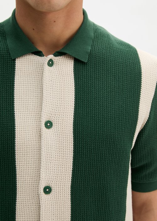 MOP Club '67 Knitted Shirt, Striped — Ivy Green