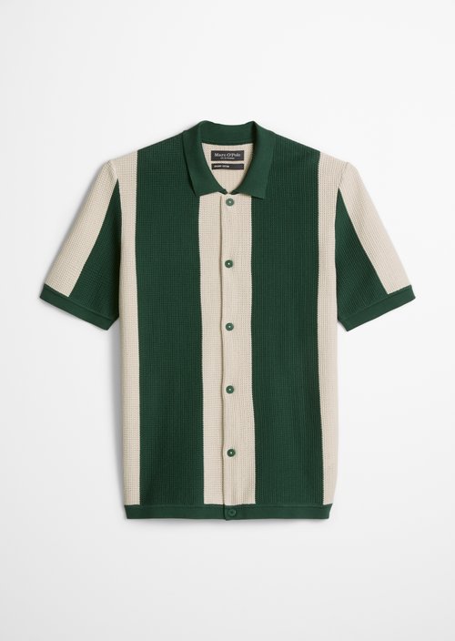 MOP Club '67 Knitted Shirt, Striped — Ivy Green