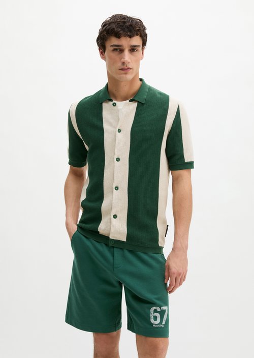 MOP Club '67 Knitted Shirt, Striped — Ivy Green