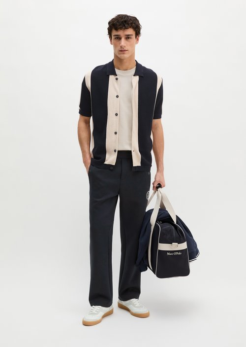 MOP Club '67 Knitted Shirt, Striped — Dark Navy