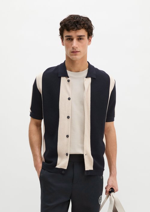 MOP Club '67 Knitted Shirt, Striped — Dark Navy