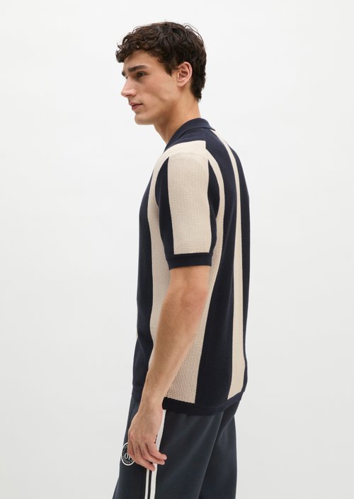 MOP Club '67 Knitted Shirt, Striped — Dark Navy