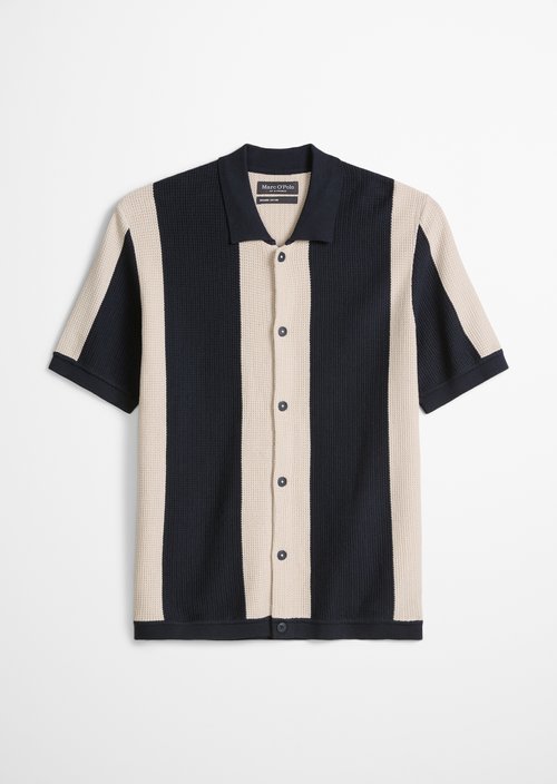 MOP Club '67 Knitted Shirt, Striped — Dark Navy