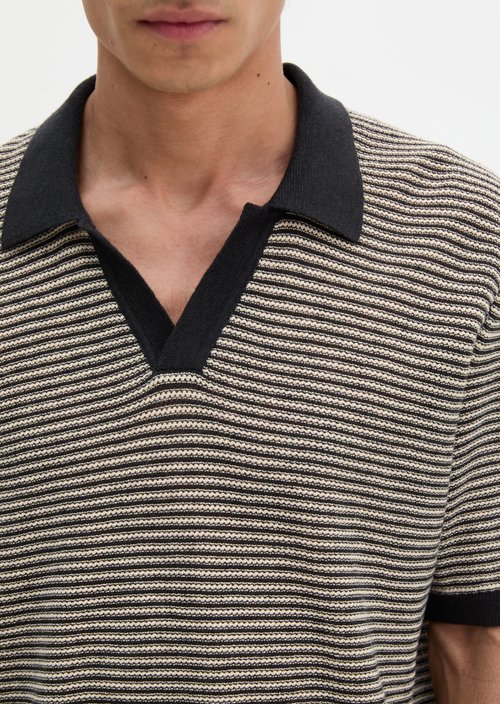 Regular knit polo shirt — Black