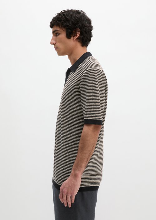 Regular knit polo shirt — Black