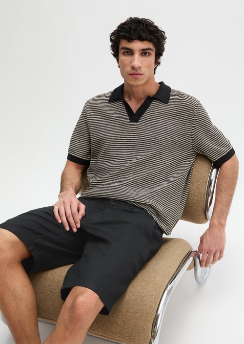 Regular knit polo shirt — Black