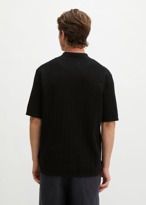 Regular knit polo shirt — Black