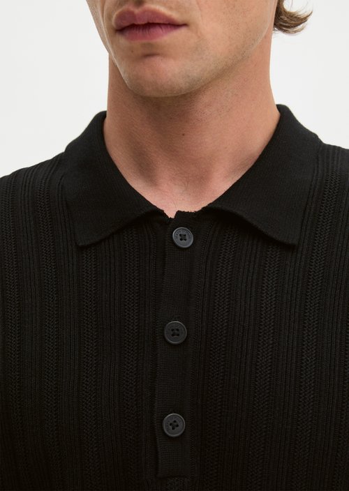 Regular knit polo shirt — Black