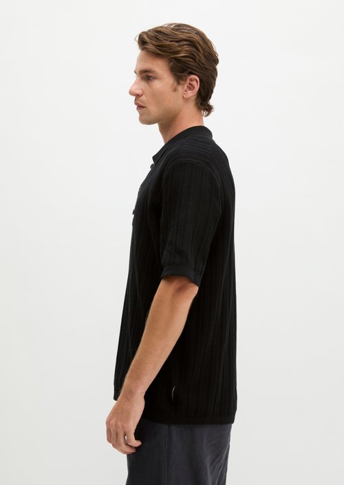 Regular knit polo shirt — Black