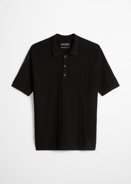 Regular knit polo shirt — Black