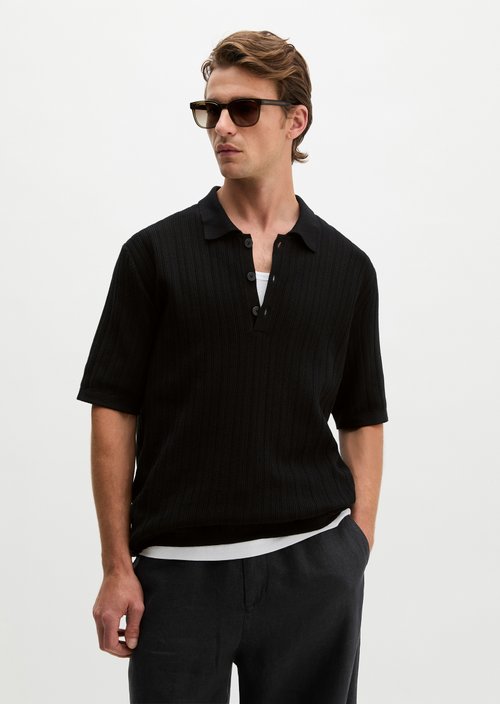 Regular knit polo shirt — Black