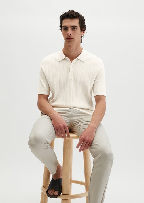 Regular knit polo shirt — White Cotton