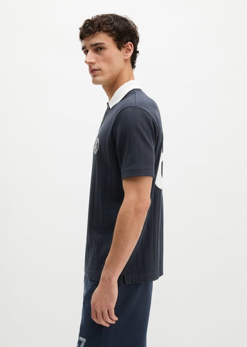 MOP Club '67 Football Tricot Polo, Rib — Dark Navy